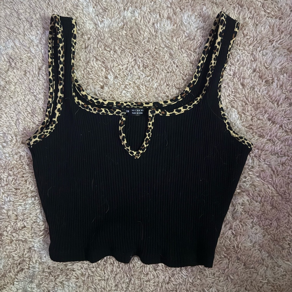SHEIN Black Embellished Crop Tank Top